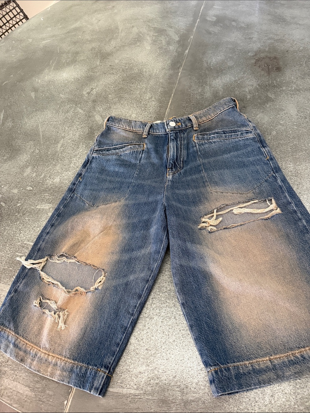 Anthropologie Distressed Blue Denim Jean Shorts